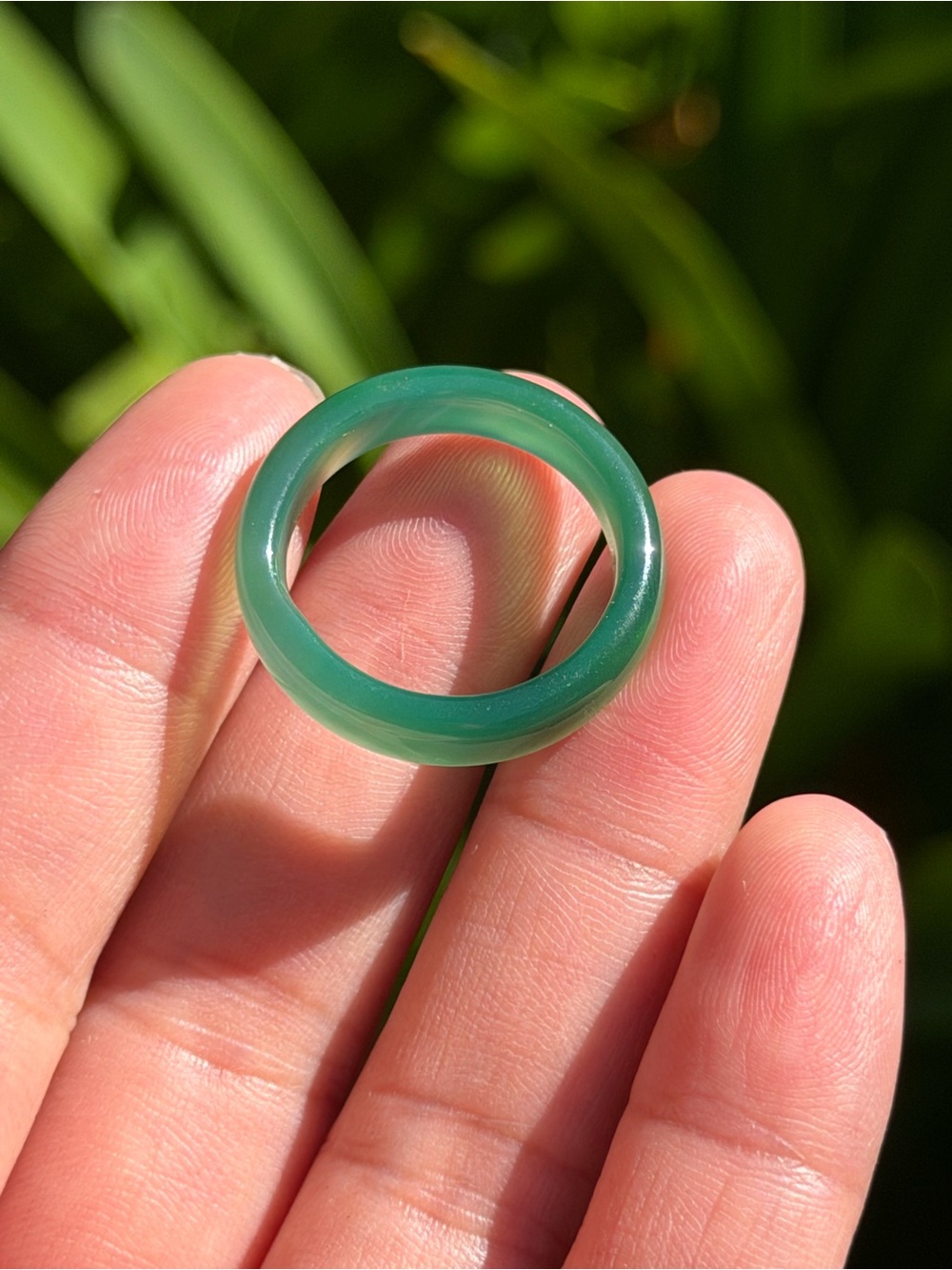 SIZE 9 Translucent Green Agate Ring 2597 - Picture 2 of 7